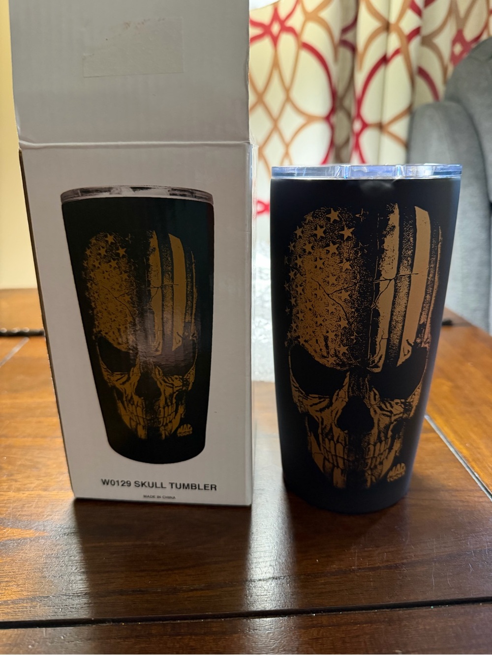 Insulated Skull Tumbler - Black with Gold Skull Graphic